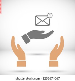 SMS in the hand icon