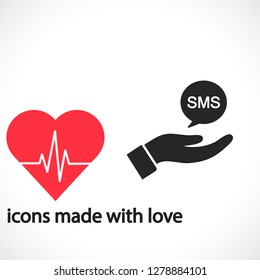 SMS in the hand icon