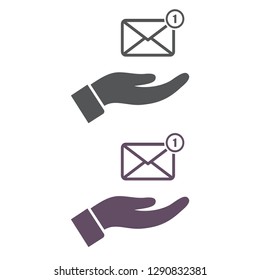 SMS in the hand icon
