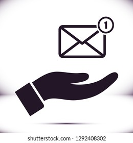 SMS in the hand icon