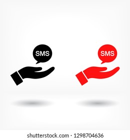 SMS in the hand icon