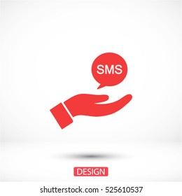 SMS in the hand icon