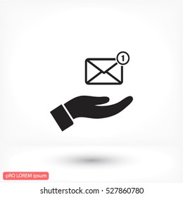 SMS in the hand icon