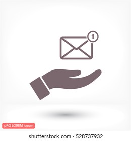 SMS in the hand icon