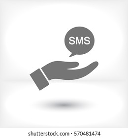 SMS in the hand icon