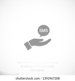 SMS in the hand icon , lorem ipsum Flat design