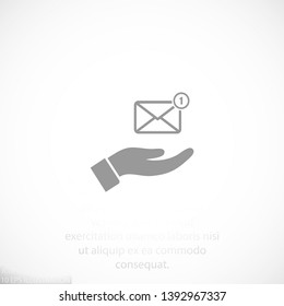 SMS in the hand icon , lorem ipsum Flat design