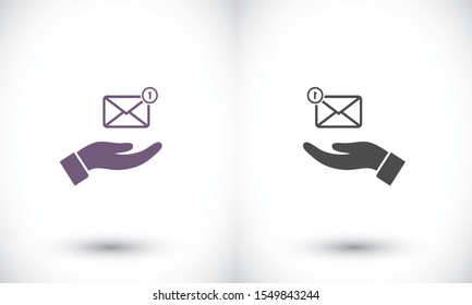 SMS in the hand icon , lorem ipsum Flat design