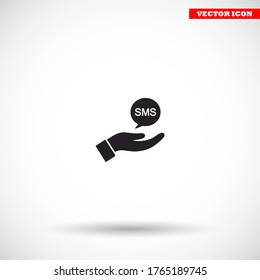 SMS in the hand icon , lorem ipsum Flat design