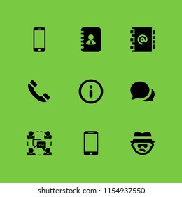 sms icon. 9 sms set with mobile phone, old handphone, cellphone and bully vector icons for web and mobile app