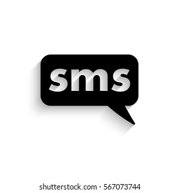 SMS icon - black vector illustration with  shadow