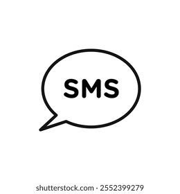 Icono de SMS signo de contorno de Vector en blanco y negro