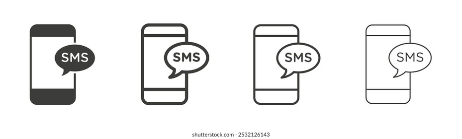 SMS icon in fill and three stroke sizes