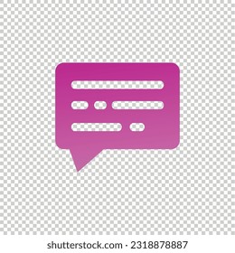 SMS icon isolated on transparent background style. Chat icon. Message symbol. SMS Flat sign vector template 