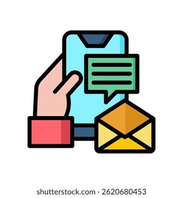 Sms Icon Lineal Color Vector Illustration