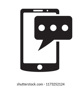 SMS icon, SMS message in smartphone icon. Message icon in flat style isolated on white background. Sms symbol in phone.