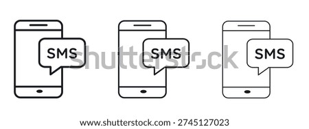 SMS icon in modern thin line style. Symbol Sign Graphic