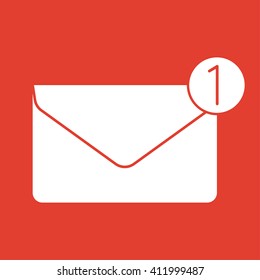 SMS icon on red background.