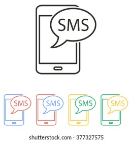 SMS  icon  on white background. Vector illustration.