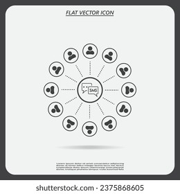 SMS icon and the people around