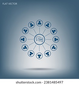 SMS icon and the people around