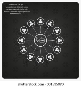 SMS icon and the people around