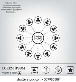 SMS icon and the people around