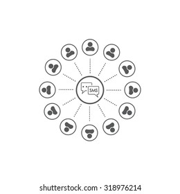 SMS icon and the people around