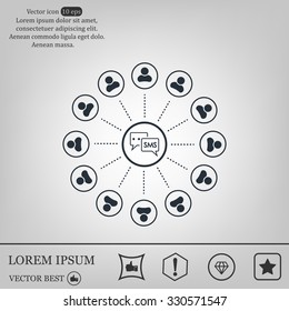 SMS icon and the people around