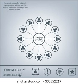 SMS icon and the people around