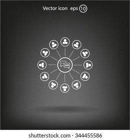 SMS icon and the people around