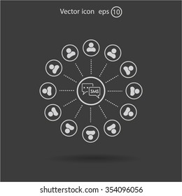 SMS icon and the people around