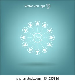 SMS icon and the people around