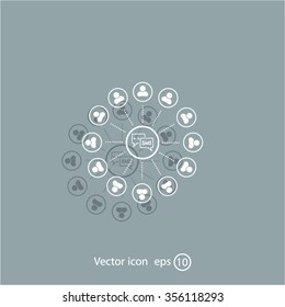 SMS icon and the people around