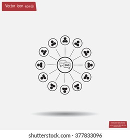 SMS icon and the people around