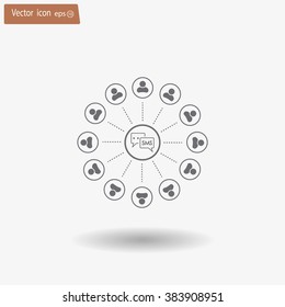SMS icon and the people around