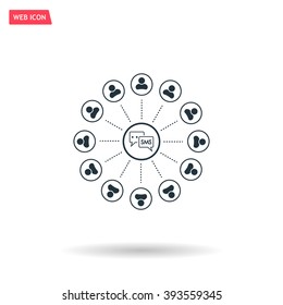 SMS icon and the people around