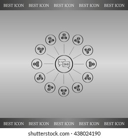 SMS icon and the people around
