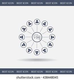 SMS icon and the people around