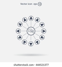 SMS icon and the people around
