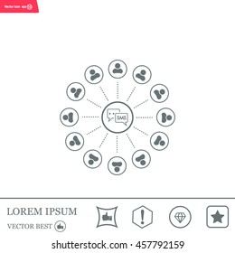 SMS icon and the people around
