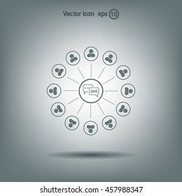 SMS icon and the people around