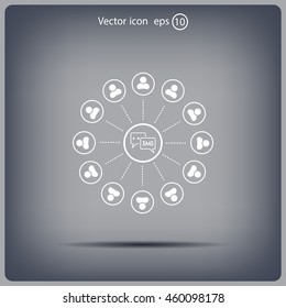 SMS icon and the people around