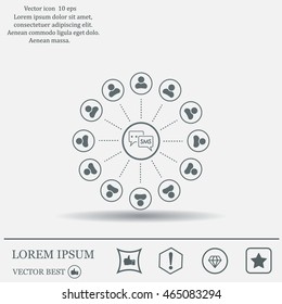 SMS icon and the people around
