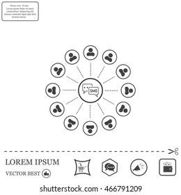 SMS icon and the people around