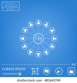 SMS icon and the people around