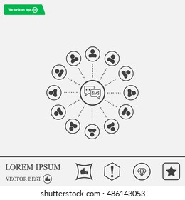 SMS icon and the people around