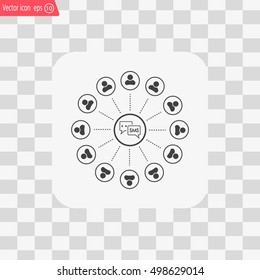 SMS icon and the people around