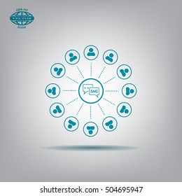 SMS icon and the people around