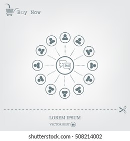 SMS icon and the people around